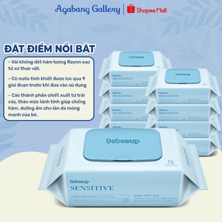 Khăn Ướt BeBesup Sensitive 80 Tờ Agabang Gallery Cao Cấp Mùi Thơm Tự Nhiên, Không Cồn, Khăn Ướt Dành Cho Bé