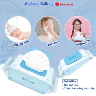 Khăn Ướt BeBesup Sensitive 80 Tờ Agabang Gallery Cao Cấp Mùi Thơm Tự Nhiên, Không Cồn, Khăn Ướt Dành Cho Bé