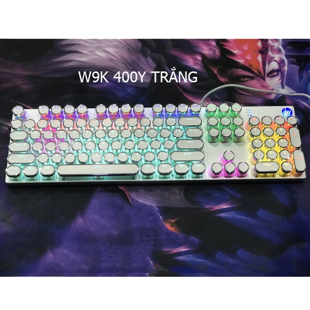 Bàn Phím Cơ Vi Tính (Blue Switch) HP G9K 400Y Phím Tròn Màu Trắng Bạc - Hơn 20 Chế Độ LED Tùy Chỉnh - HÀNG CHÍNH HÃNG | BigBuy360 - bigbuy360.vn