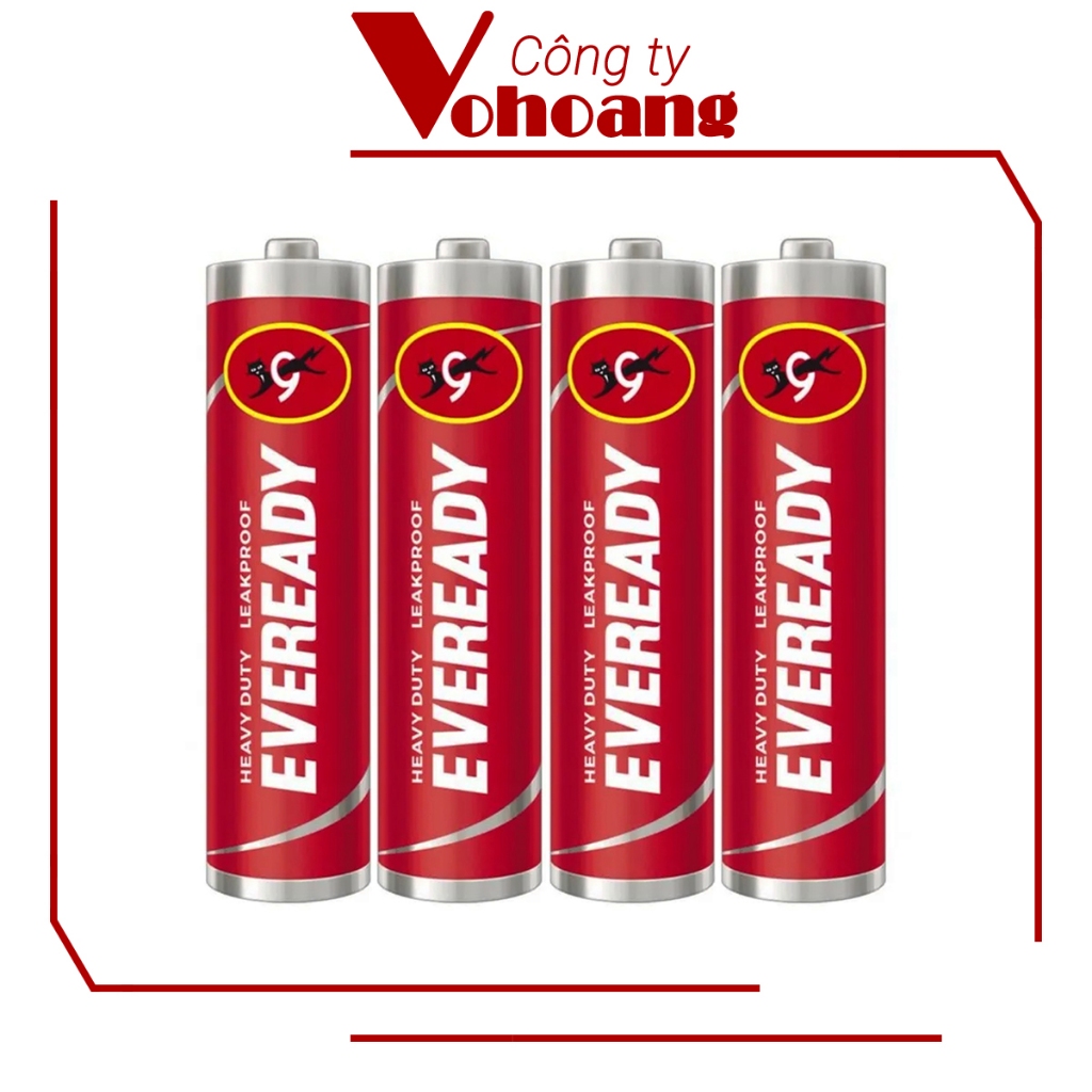 Bộ 4 pin AAA - Pin đũa Eveready Heavy Duty 1.5V carbon không sạc (Đỏ)