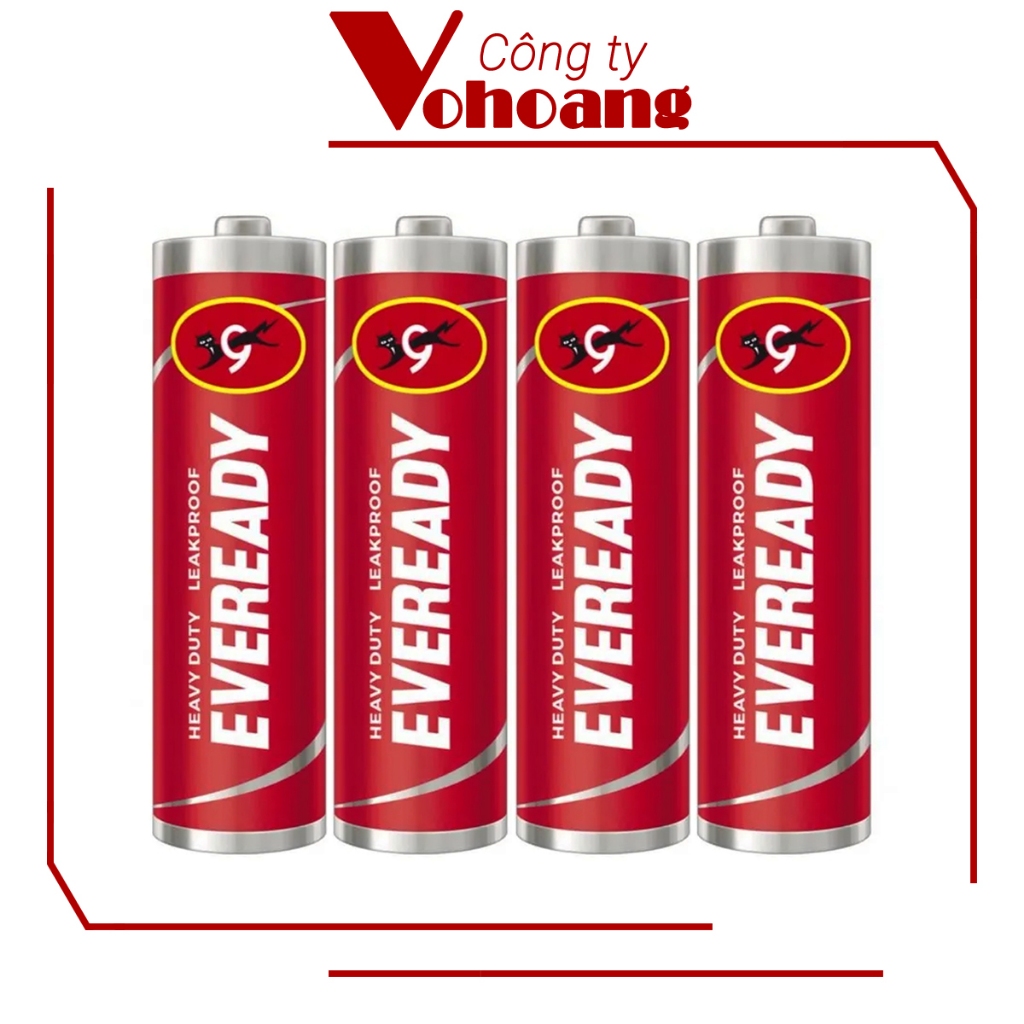 Bộ 4 pin AA Eveready Heavy Duty (Đỏ) - Pin tiểu 1.5V carbon không sạc