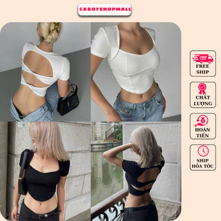 áo croptop hở lưng xoắn K5390 - CAROTSHOP