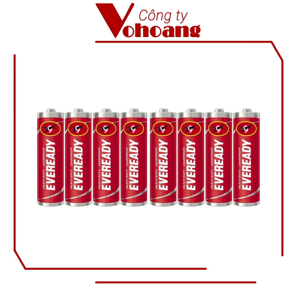 Bộ 8 pin AA Eveready Heavy Duty (Đỏ) - Pin tiểu 1.5V carbon không sạc