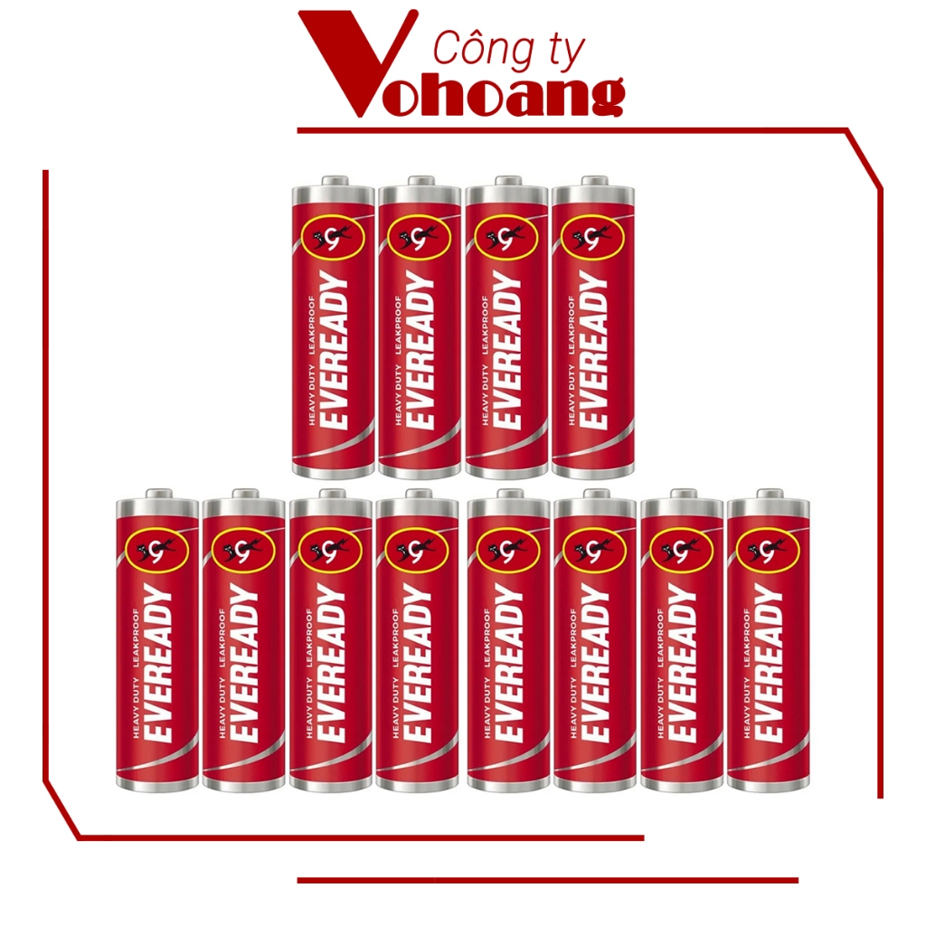 Bộ 12 pin AA Eveready Heavy Duty (Đỏ) - Pin tiểu 1.5V carbon không sạc