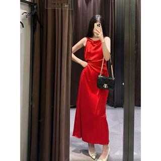 ĐẦM LỤA SATIN CỔ ĐỖ XUẤT ZR