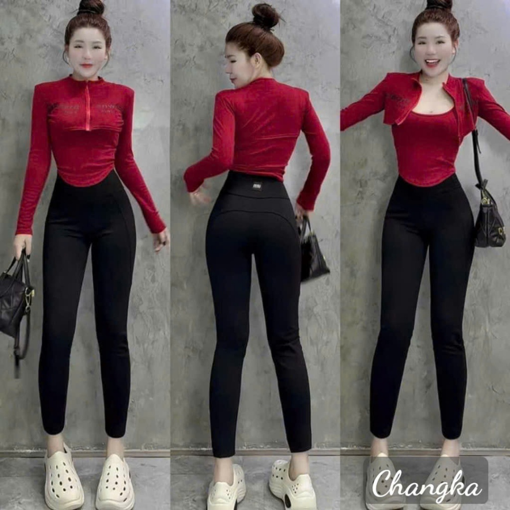 Quần legging nữ cạp cao bản to gen bụng chất vải Umi dày dặn mềm co giãn nâng mông - Quần Legging dài lưng cao cmông