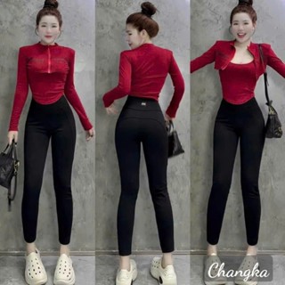 Quần legging nữ cạp cao bản to gen bụng chất vải Umi dày dặn mềm co giãn nâng mông - Quần Legging dài lưng cao cmông