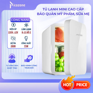 Tủ Lạnh Mini AMOI PITEK  8L Bảo Quản Mỹ Phẩm, Nước hoa, Trữ Sữa (Dây cắm điện 220V + ô tô)