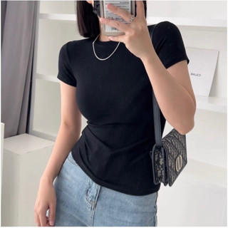 Áo Baby Tee Nữ Trơn Basic Ôm Body, Áo Thun Ngắn Tay Cổ Tròn Siêu Tôn Dáng - ba196