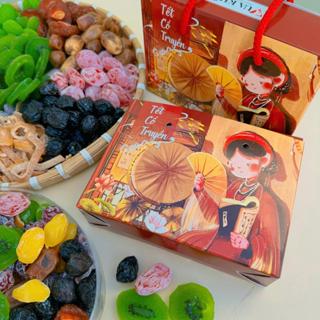 [2 Hộp] - MỨT OMAI TRÁI CÂY  MIX 10 VỊ   - Mứt Tết, dẻo, thơm, không ngọt gắt - Đồ Ăn Vặt, trái cây sấy dẻo