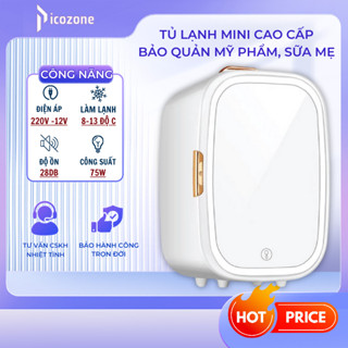 Tủ Lạnh Mini PICOZONE Gương Led 20L, Bảo Quản Mỹ Phẩm, Trữ Sữa, Đựng Đồ Ăn, dùng nguồn 220V - 12V
