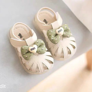  Giày Búp Bê Đính Nơ Bé Gái Size 22-26 Dép Quai Hậu Da Mềm Mũi Rọ Hở Thoáng Mát Đế Chống Trượt Cho Bé Đi Học Đi Tiệc. 