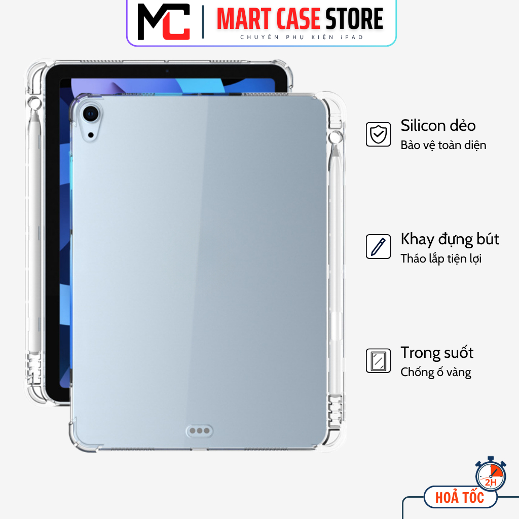 [Thanh lý] Ốp lưng iPad Air 3/Pro 10.5/Mini 1-2-3-4-5 Silicon chống sốc có Khay bút -MART CASE