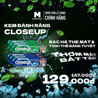 Combo 3 Kem Đánh Răng Closeup Dạng Gel Cho Hơi Thở Thơm Mát Bất Tận Bạc Hà The Mát & Tinh Thể Băng Tuyết 230G/Tuýp