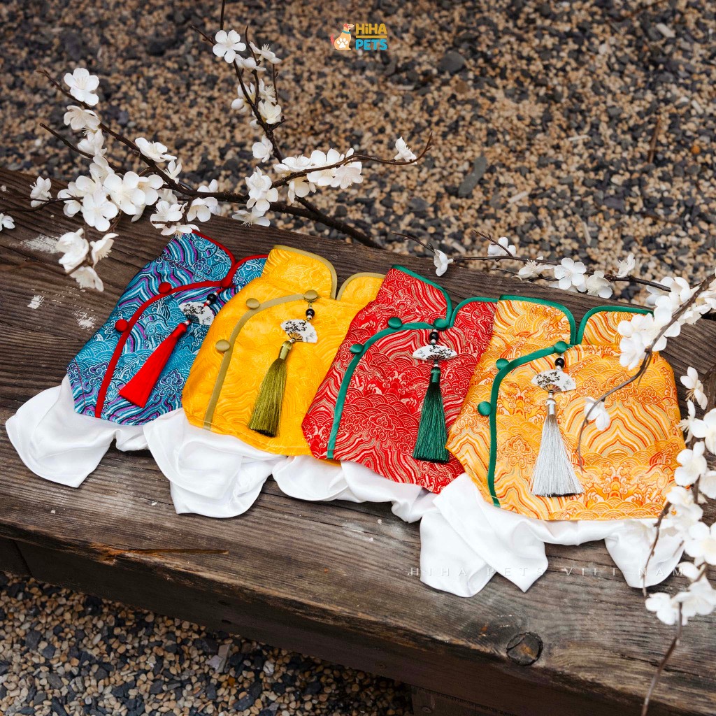  Áo Dài Tết Cho Chó Mèo  TẶNG QUẦN  Bộ Sưu Tập Khải Nguyên 2026  Áo Tết Cho Thú Cưng Hiha Pets VTT3 