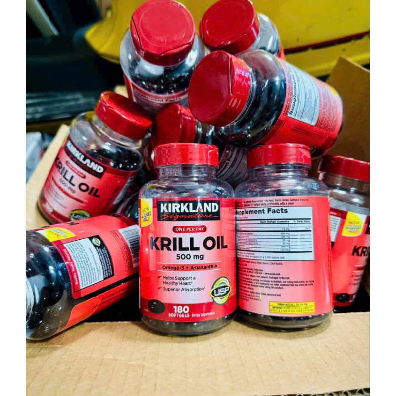 Dầu nhuyễn thể Kirkland Krill Oil 500mg 180 viên giúp ngừa đ.ột qu.ỵ tim mạch của Mỹ