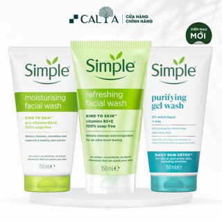  Sữa Rửa Mặt Simple Dưỡng Ẩm Ngừa Mụn Cho Da Dầu Mụn Nhạy Cảm - Simple Refreshing Facial Wash 150ml 