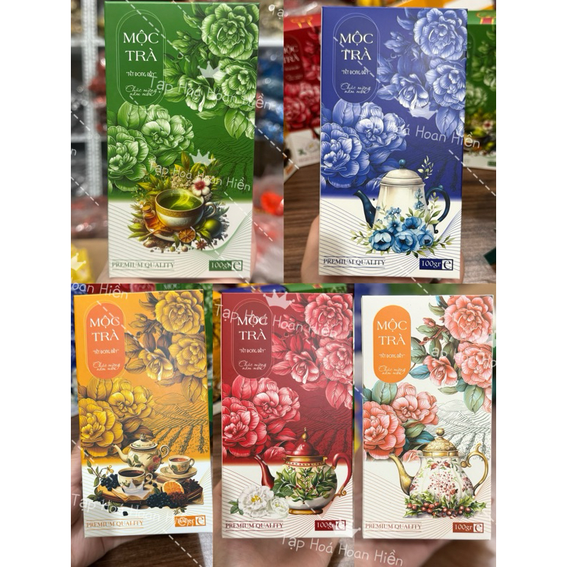 Vỏ hộp đựng trà, kẹo mẫu hot 2025 đóng giỏ quà tết đủ màu