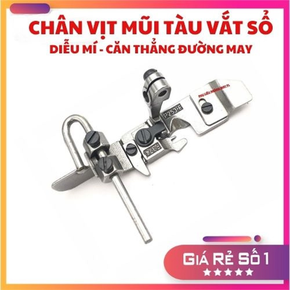Chân vịt vắt sổ 4 chỉ diễu mí, canh thẳng đường may có ốc điều chỉnh