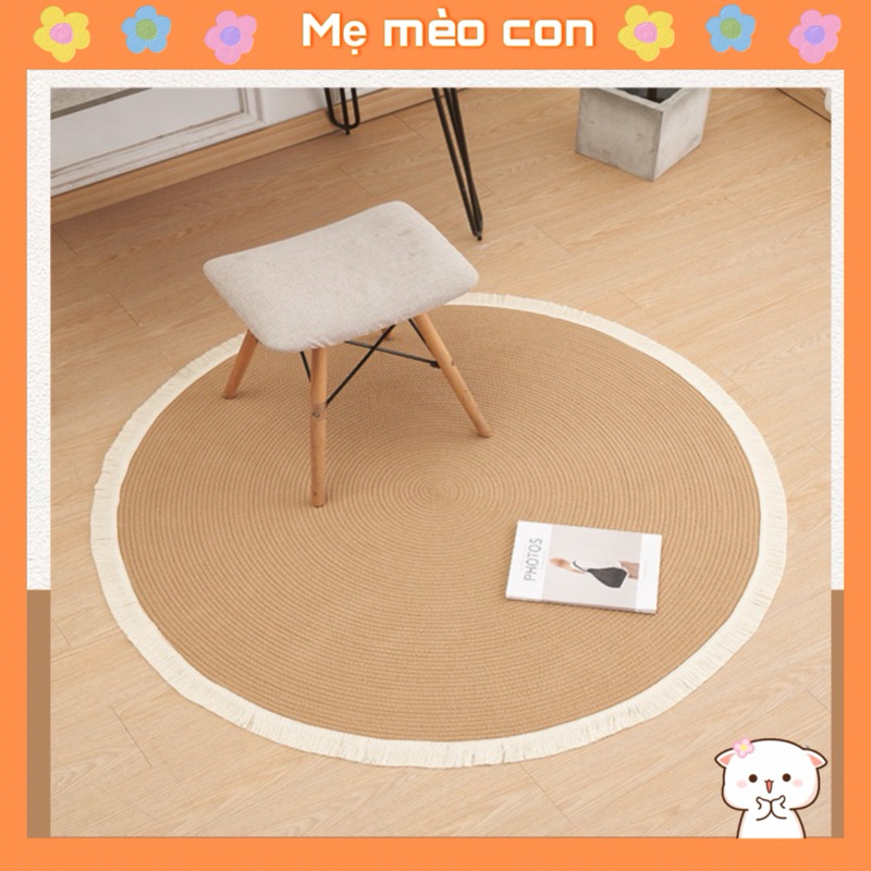 Thảm trải sàn nhà hình tròn bằng sợi đay 100cm, thảm trải sàn chụp ảnh decor