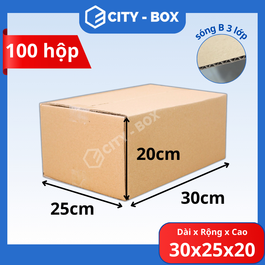 (100 hộp cứng) 30x25x20 hộp carton đóng hàng - 30x25x20 hộp ship cod
