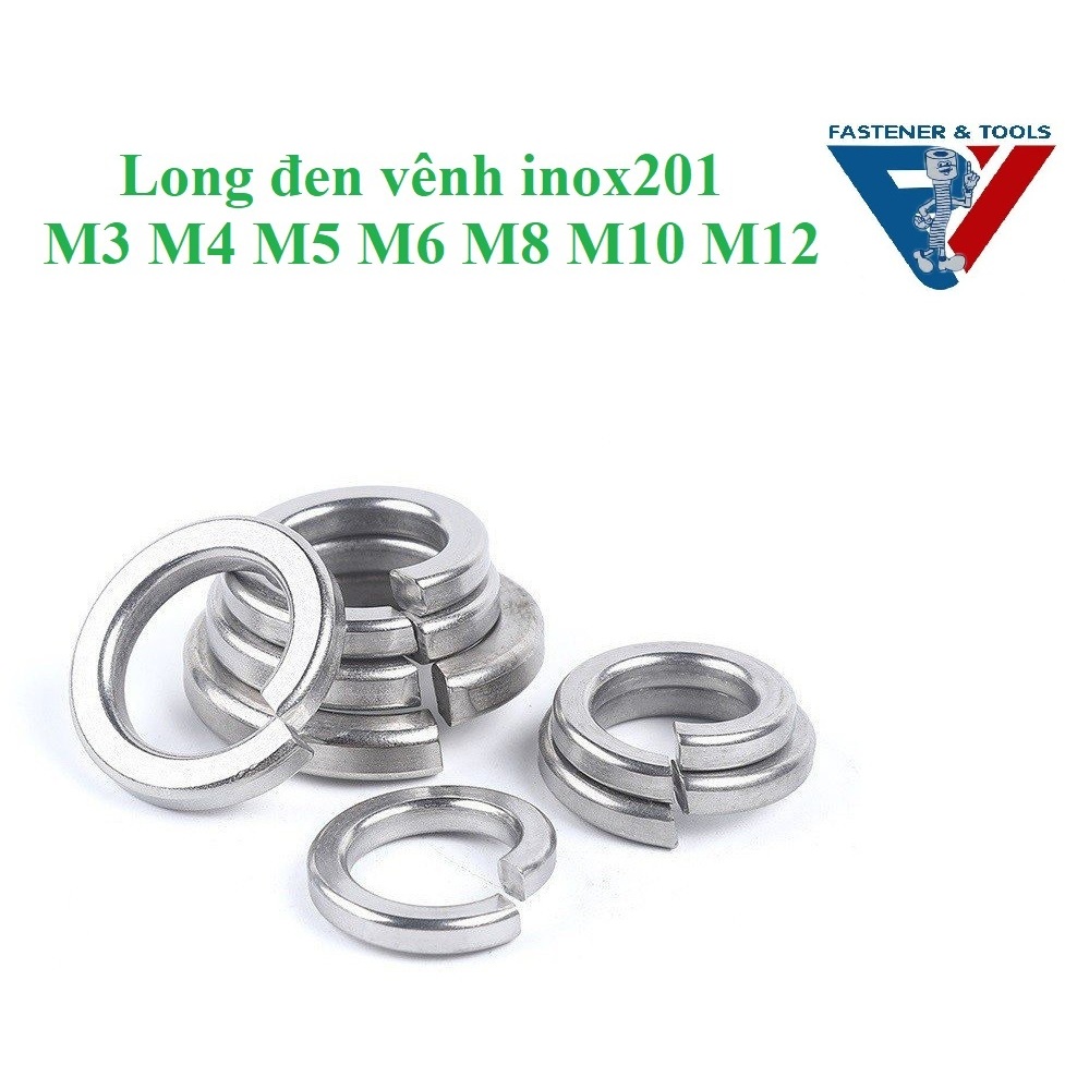 (INOX201) 50 cái M3-M12 Long đen vênh M3,-M12 INOX201