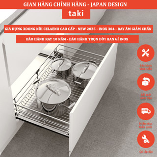 Giá Kéo Xoong Nồi Tủ Bếp CELAENO CAO CẤP, Kệ Xoong Nồi - INOX 304, Ray Âm Giảm Chấn, Bảo Hành Vĩnh Viễn, Có Thợ Lắp