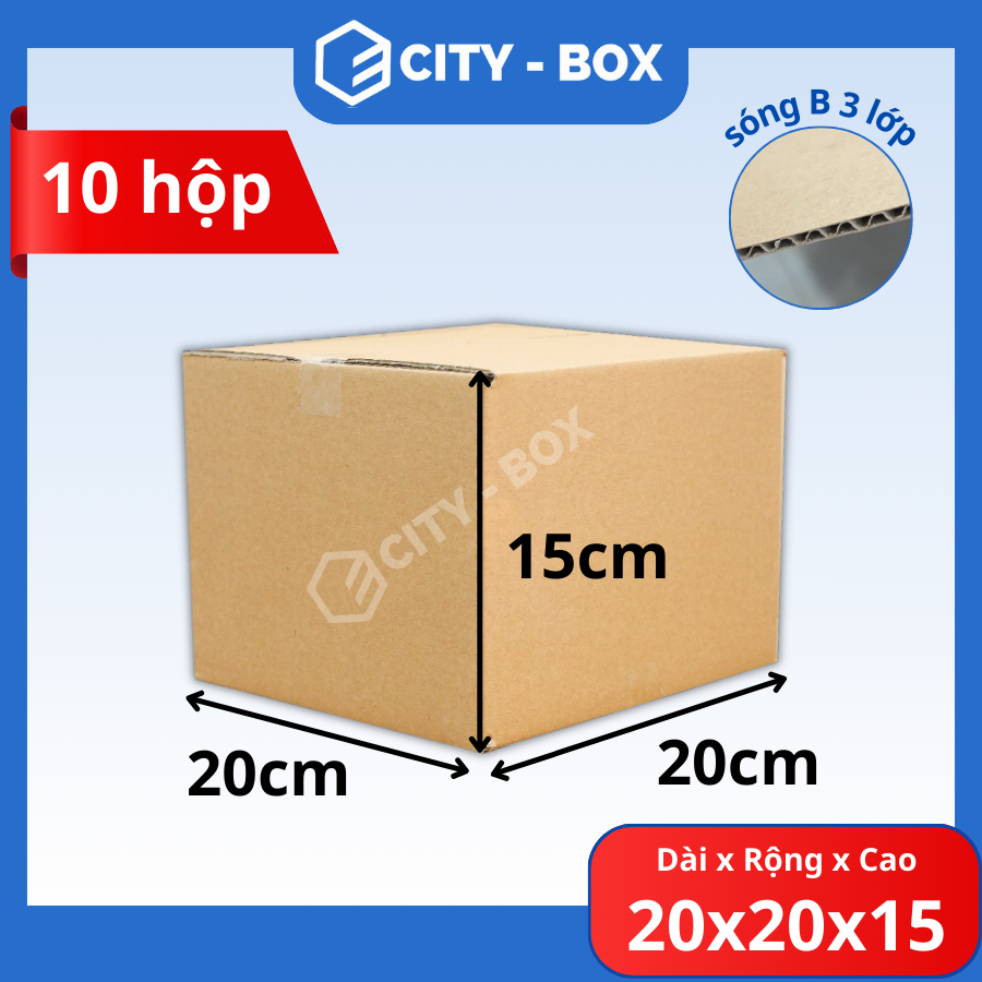 set 10 hộp 20x20x15 hộp đóng hàng - 20x20x15 hộp đóng hàng