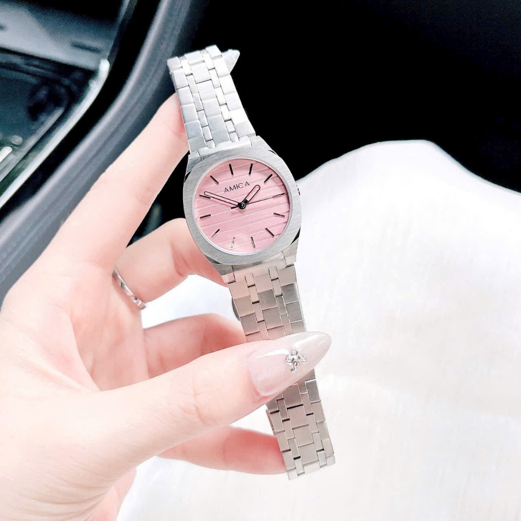 Đồng hồ nữ dây thép Amica Quartz A072