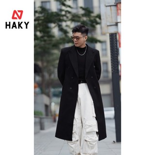  HK18 FORM MỚI - Áo khoác dạ măng tô nam dáng dài chiết eo HAKY phong cách Hàn Quốc Áo mangto dạ ép cao cấp có đệm vai 