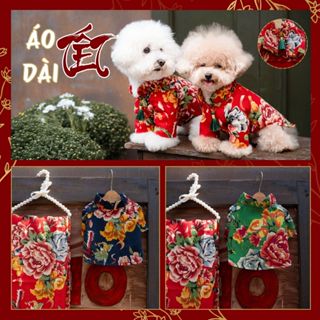 Áo Tết Chó Mèo Con Công Có Thổi Vàng, Đồ Tết Cho Cún Thú Cưng Bộ Sưu Tập Khải Nguyên 2025 Quần Áo Hiha Pets VTT4