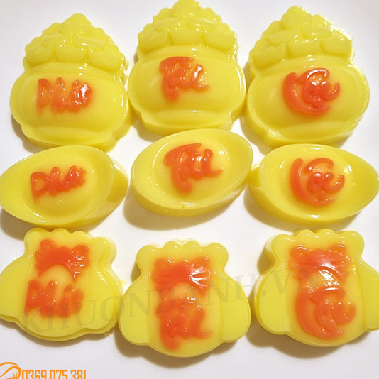 mã 9HV Khuôn nhựa vỉ 9 túi tiền hũ vàng thỏi vàng làm bánh thạch rau câu bánh xu xê