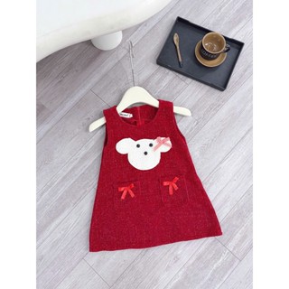   XẢ KHO  Yếm Nhung Hình Cún Mềm Kim Tuyến Đỏ Cho Bé Gái Mặc Noel  Tết xinh xắn  Không kèm Áo  