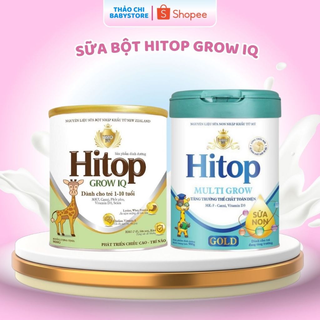 Sữa Bột Hitop Grow IQ, Grow Gold Giúp Phát Triển Chiều Cao Trí Não Dành Cho Trẻ Từ 1 - 10 Tuổi Hộp 9