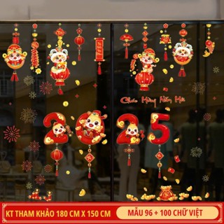 Decal dán cửa kính trang trí tết, decal tết, tranh trang trí tết PA96 +PA100