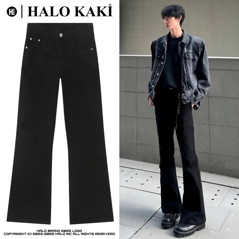 [FULL MÀU] JEANS LOE ĐEN/TRẮNG DOUYING - Quần jeans ống loe phong cách douying flare trơn loe nhẹ unisex halo kaki | BigBuy360 - bigbuy360.vn