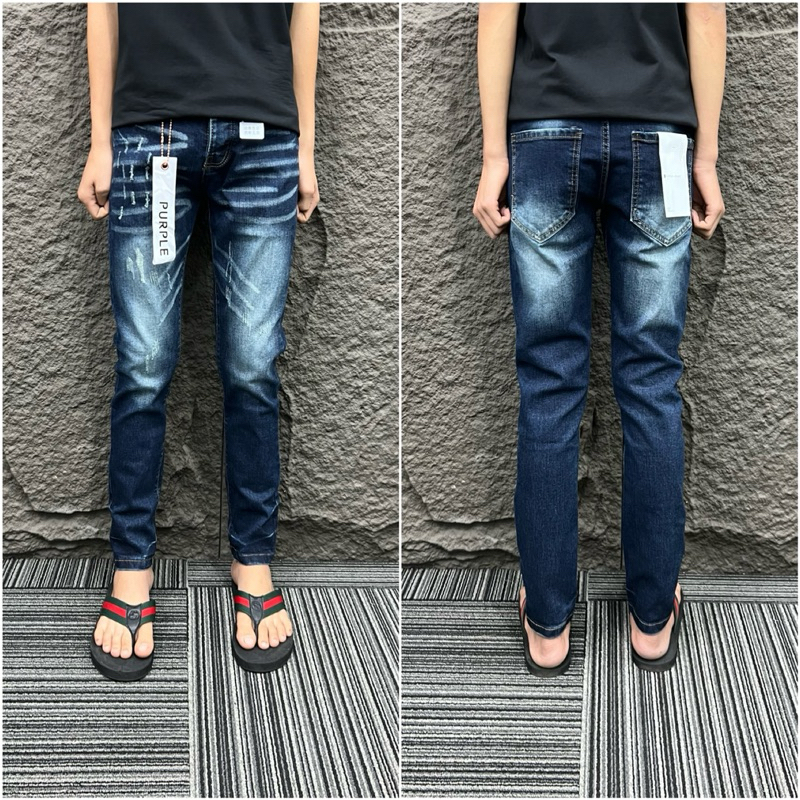Quần jeans Purple nam xanh đậm không rách mèoo cào CCC nam