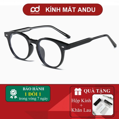 Gọng kính cận thời trang nam nữ ANDU EYEWEAR dáng tròn chất liệu nhựa cốt kim loại 17AD178
