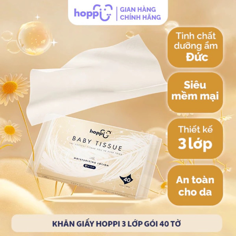 Khăn giấy Hoppi 3 lớp gói 40 tờ
