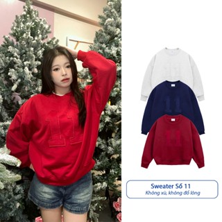  Áo Nỉ Sweater Số 11 Form Boxy Lavi Studio Thêu Đắp Vải Unisex Nam Nữ Phong Cách Âu Mỹ 