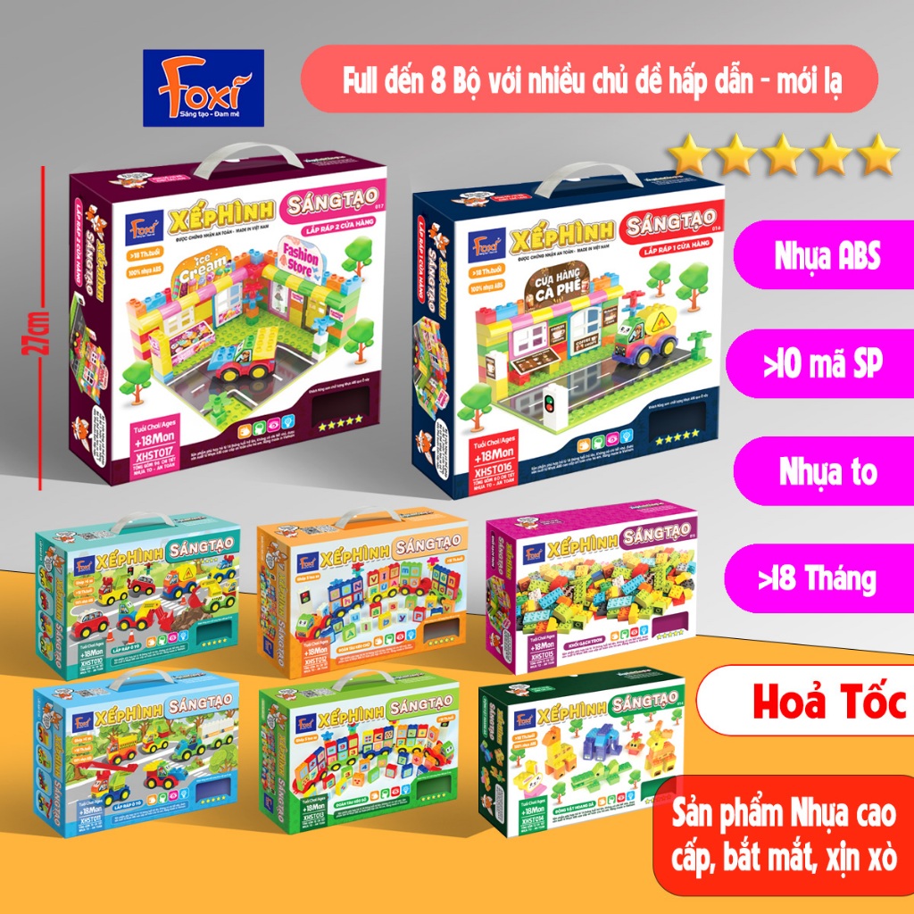Xếp hình sáng tạo Foxi-Đồ chơi trẻ em Foxi-lắp ráp thông minh-tăng tư duy hình học-tập trung cao độ