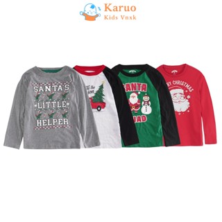 Áo thu đông cho bé trai bé gái VNXK cotton ngực in hình giáng sinh Noel chrismas