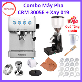 Combo Máy Pha Cà phê Gemilai CRM3005E+ Xay 019