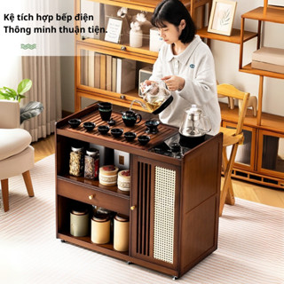 Bàn trà di động, bàn trà nhỏ, ấm đun nước, tủ trà tích hợp gia đình, bàn cà phê gỗ nguyên khối - Nội Thất Maris