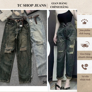 TCSHOPJEAN Quần Baggy Lưng Thun Bigsize 55kg-90kg Chất QC Gọn Dáng Rách Gối mã 360