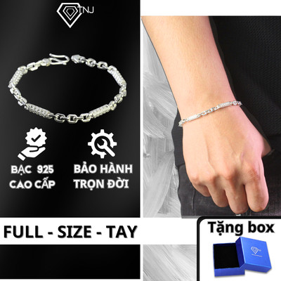 Lắc tay bạc nam mắt xích đốt trúc hoạ tiết kẻ caro phong cách hiện đại, trẻ trung LTA0168 - Trang Sức TNJ