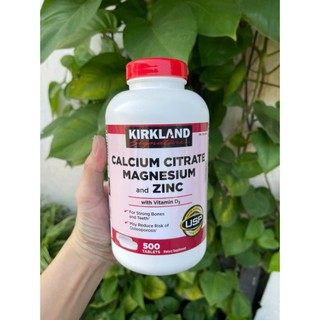 Viên uống bổ sung canxi, magie, zinc Kirkland Signature calcium citrate magnesium and zinc 500mg 500 viên quatangme
