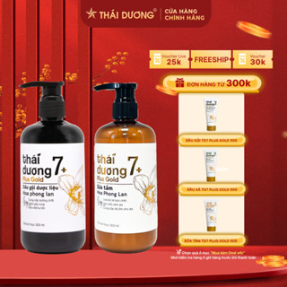 Combo Gội + Tắm Thảo dược Thái Dương 7 Plus Gold 500ml, Hoa Phong Lan - Sao Thái Dương