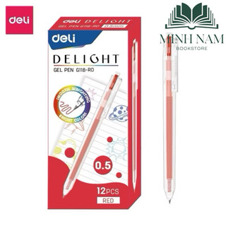   Combo 2 Cây  Bút gel Deli EG118 viết gel pen màu đỏ DELI G118 