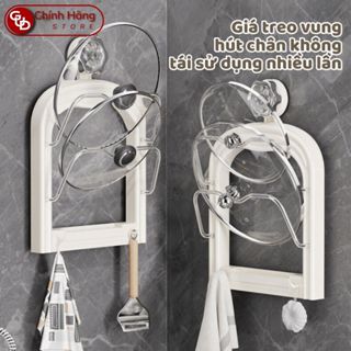 Giá Để Vung Xoong Nồi Hút Chân Không Giá Treo Nắp Nồi Nhà Bếp Kệ Để Thớt Giá Treo Bếp Kèm Móc Treo GUD Store - GTV02